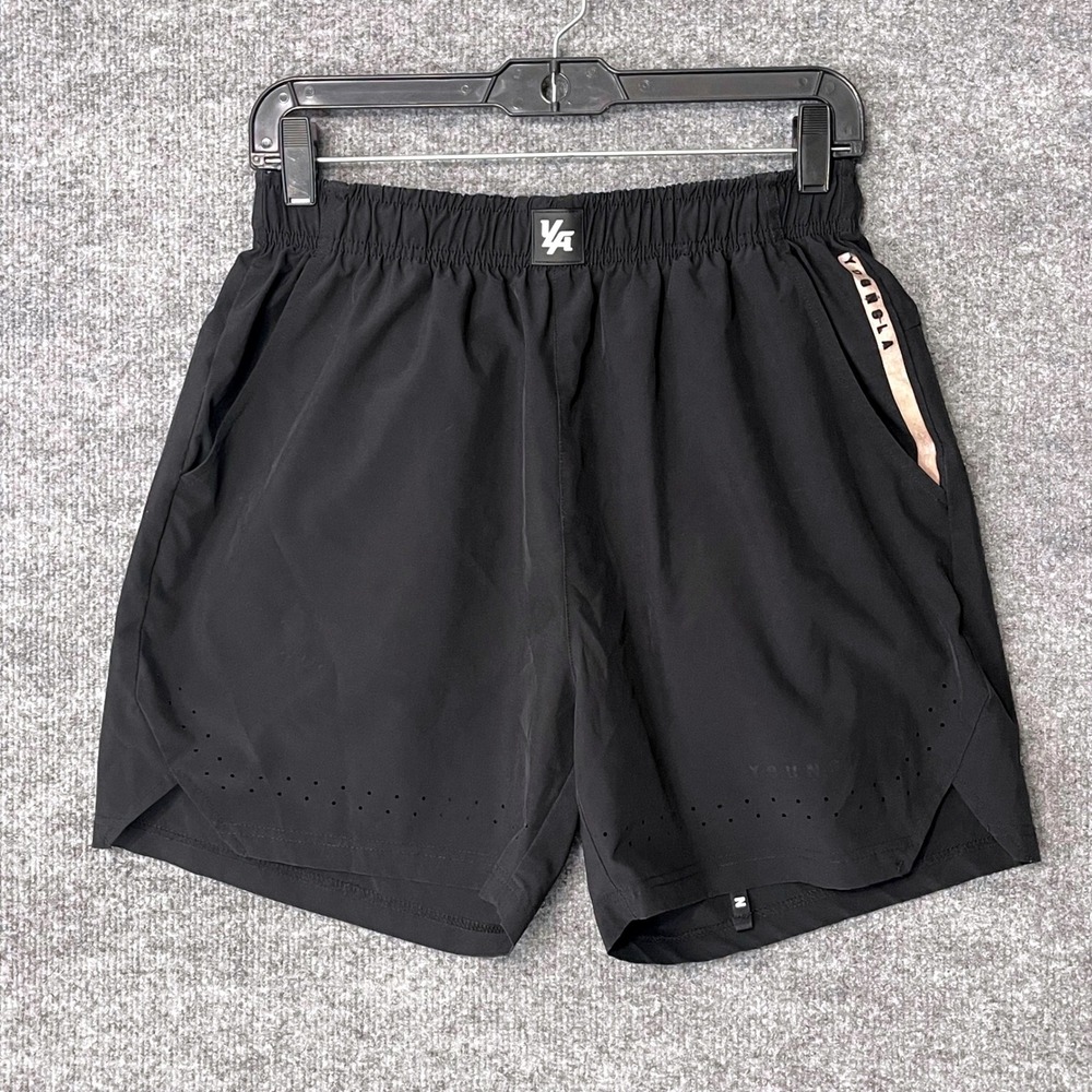 YoungLA 146 Mens Black Athletic Gym Workout Shorts Size Medium Performance